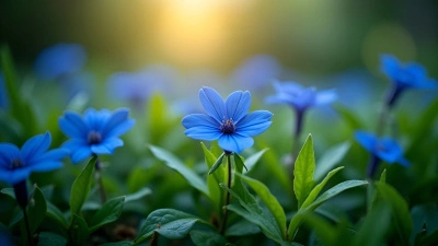 Vibrant Blue Flowers in Serene Garden
