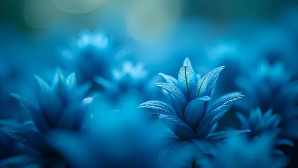 Vibrant Blue Plants Close-Up With Delicate Leaves