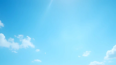 Vibrant Blue Sky With Fluffy White Clouds