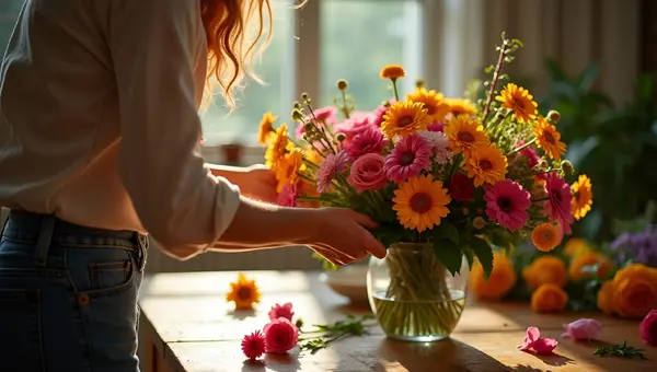 Vibrant Bouquet Arrangement In Sunlit Room