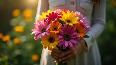 Vibrant Bouquet Held by Hands Close-Up