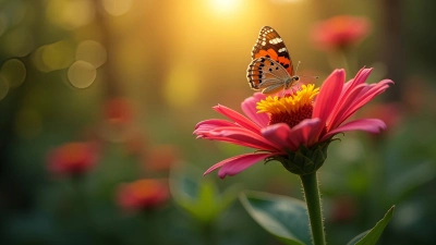 Vibrant Butterfly on Colorful Flower Close-Up