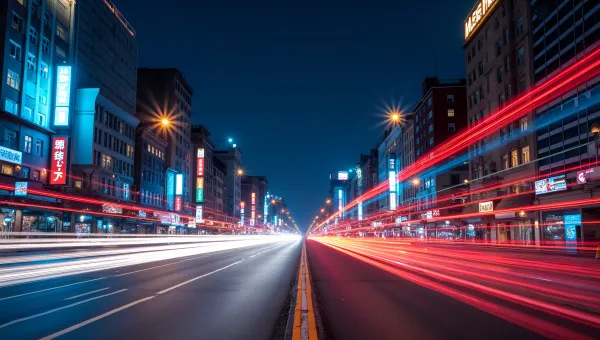 Vibrant City Street With Neon Lights