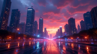 Vibrant Cityscape At Night With Glowing Skyscrapers