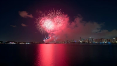 Vibrant Fireworks Lighting Night Cityscape