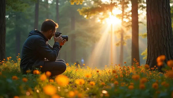 Vibrant Forest Landscape With Photographer
