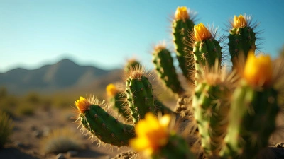 Vibrant Green Cacti Close-Up In Desert
