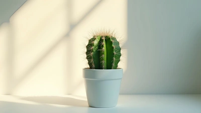 Vibrant Green Cactus In White Ceramic Pot