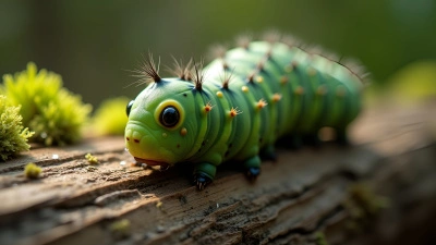 Vibrant Green Caterpillar On Wood Surface