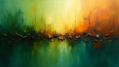 Vibrant Green And Earthy Brown Abstract Art
