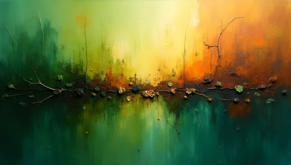 Vibrant Green And Earthy Brown Abstract Art
