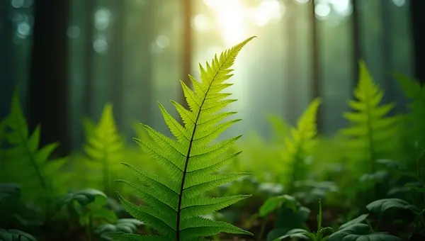 Vibrant Green Fern Plant Close-Up Detail