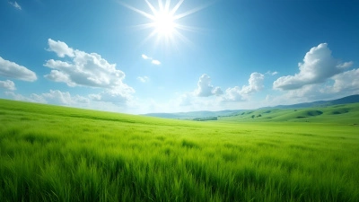 Vibrant Green Grass Field Under Clear Blue Sky