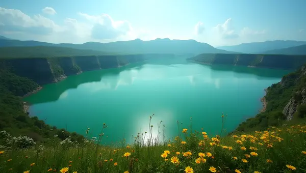 Vibrant Green Lakes Surrounded by Lush Vegetation