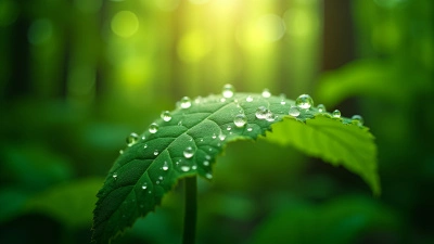 Vibrant Green Leaf Close-Up With Dewdrops