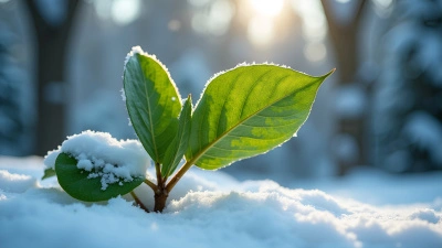 Vibrant Green Leaf Covered In Snow
