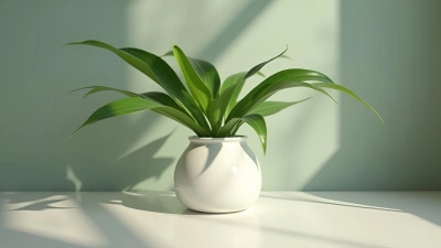 Vibrant Green Leaf Plant In Minimalist Vase