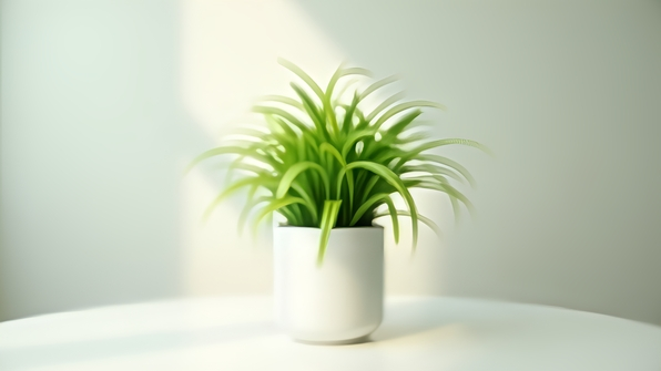 Vibrant Green Leafy Plant In Minimalist White Pot