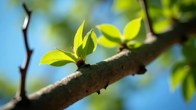 Vibrant Green Leaves Sprouting on Tree Branch