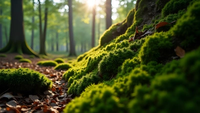 Vibrant Green Moss Covering Forest Rocks