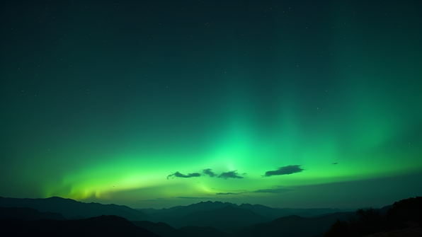 Vibrant Green Night Sky With Twinkling Stars
