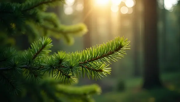 Vibrant Green Pine Tree Branch Close-Up