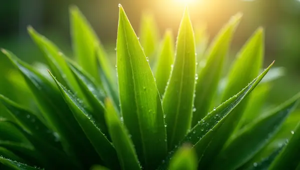 Vibrant Green Plant Leaves Close-Up