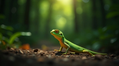 Vibrant Green Yellow Lizard Close-Up