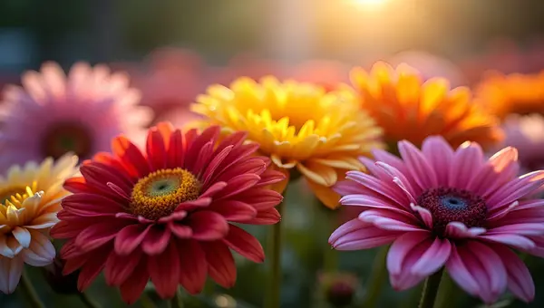 Vibrant Multicolored Flowers Close-Up Detail