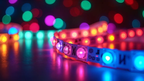 Vibrant Multicolored LED Light Strips Glowing Brightly