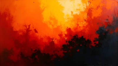 Vibrant Orange Abstract Painting With Bold Contrast