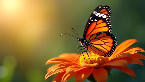 Vibrant Orange Butterfly On Colorful Flower