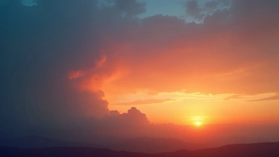 Vibrant Orange And Deep Blue Sky At Sunset