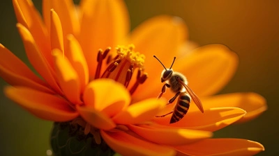 Vibrant Orange Flower With Paper Wasp