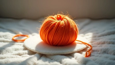 Vibrant Orange Yarn Ball On Textured Pad
