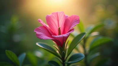 Vibrant Pink Flower With Green Leaves Close-Up