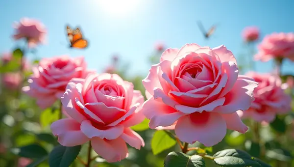 Vibrant Pink Roses Blooming in Daylight