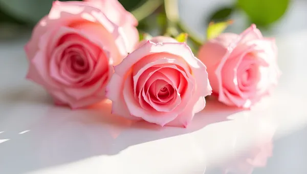 Vibrant Pink Roses Close-Up On White