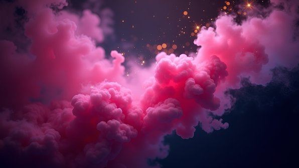 Vibrant pink and white smoke swirling gracefully against a dark background