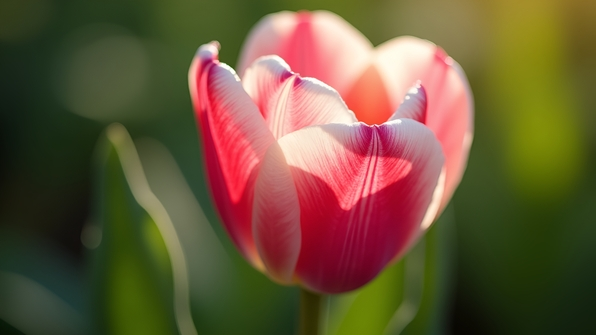 Vibrant Pink White Tulip Close-Up Detail