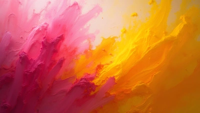 Vibrant Pink And Yellow Abstract Painting With Bold Contrast