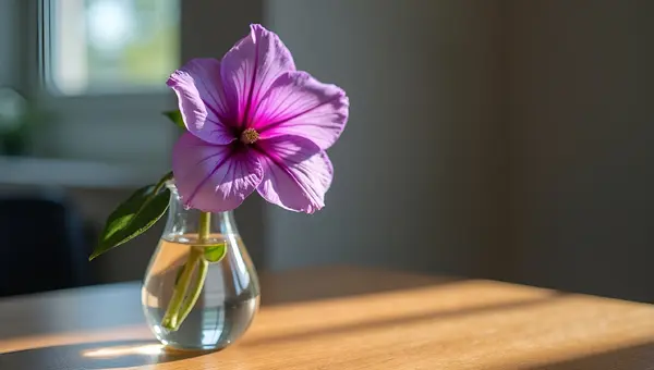 Vibrant Purple Flower In Glass Vase