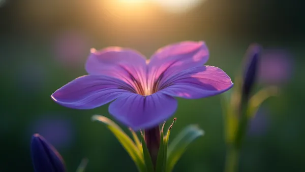 Vibrant Purple Flower With Green Leaves