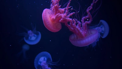 Vibrant Red And Blue Jellyfish In Ocean