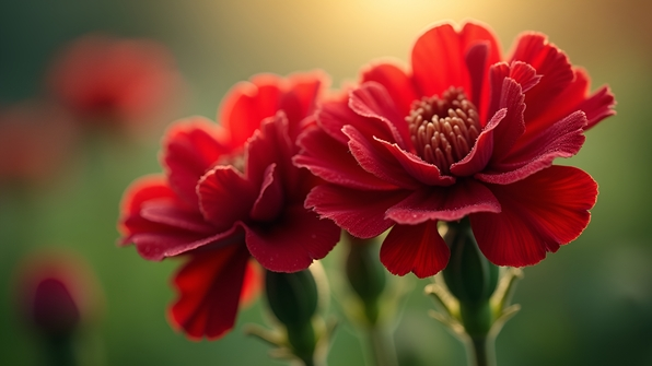 Vibrant Red Carnation Flowers Close-Up