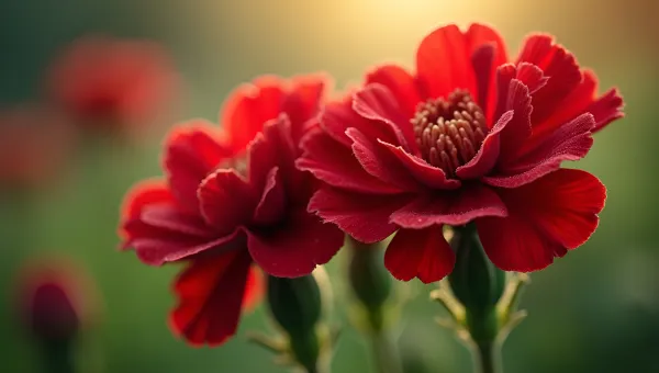 Vibrant Red Carnation Flowers Close-Up