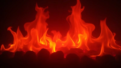Vibrant Red Flames Close-Up Showing Intense Heat