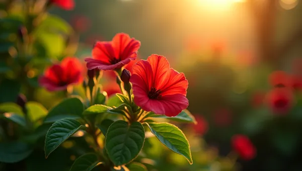Vibrant Red Flowers Blooming In Sunlight