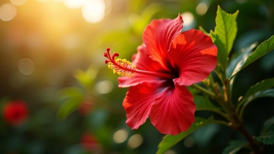 Vibrant Red Hibiscus Flower Close-Up Blooming
