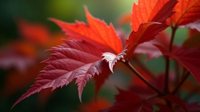 Vibrant Red Leaves With Detailed Veins
